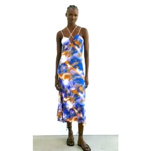 Zara Tie Dye Knit Sleeveless Midi Dress Small
